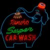 Rancho Mirage Super Car Wash with neon lit up