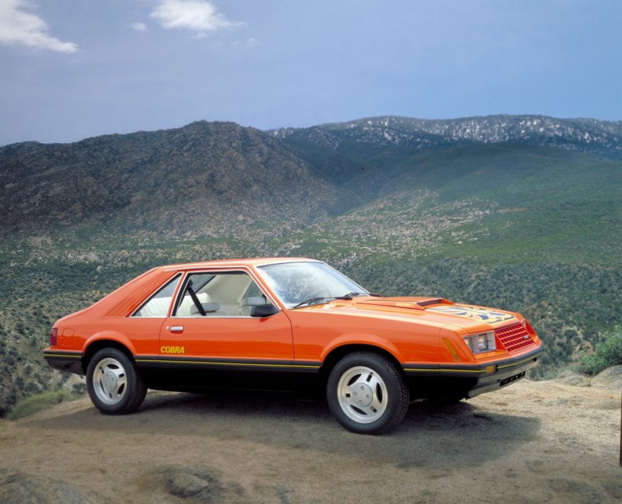 A red Ford Fox Body Mustang