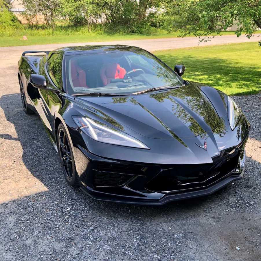 A freshly detailed C8 Corvette