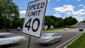 40 mph speed limit sign on highway