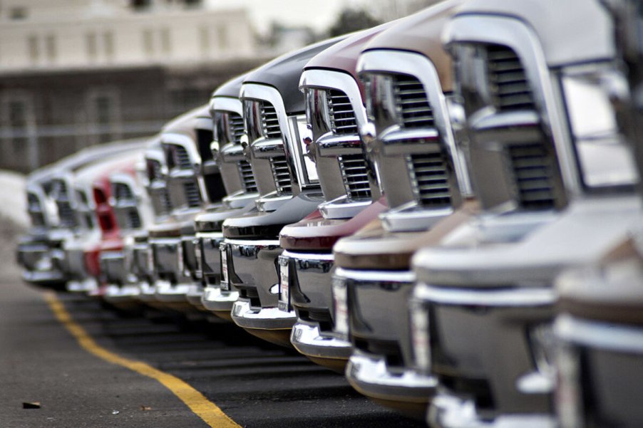 Line of Ram 1500 Classic truck front ends