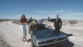 John DeLorean and wife Cristina Ferrare with the famous DeLorean car