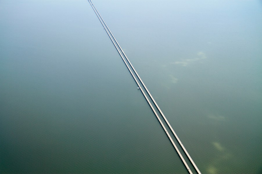 An aerial view of Lake Pontchartrain Causeway