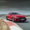 A Mercedes-AMG GT 63 S E Performance grant tourer coupe speeding on a country race track