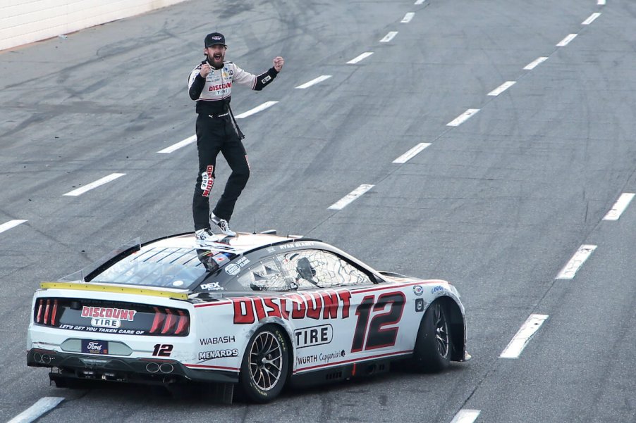 Ryan Blaney celebrates win.