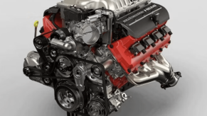 2023 Dodge Hellcat engine in studio shot