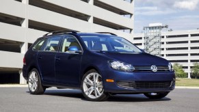 Blue Volkswagen Jetta Sportwagen press photo