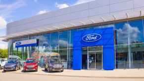 A Ford CPO certified pre owned car dealership exterior is shown