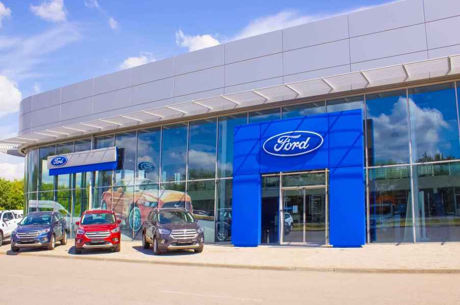 A Ford CPO certified pre owned car dealership exterior is shown