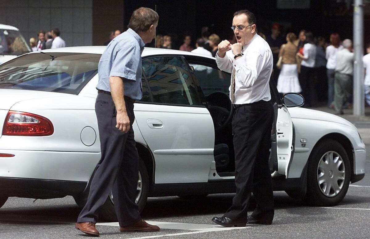 Road rage: Two motorists in a dispute over a traffic incident