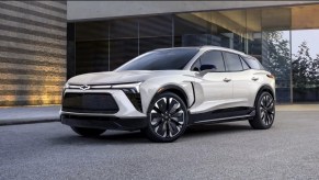 The 2024 Chevy Blazer EV parked near a home