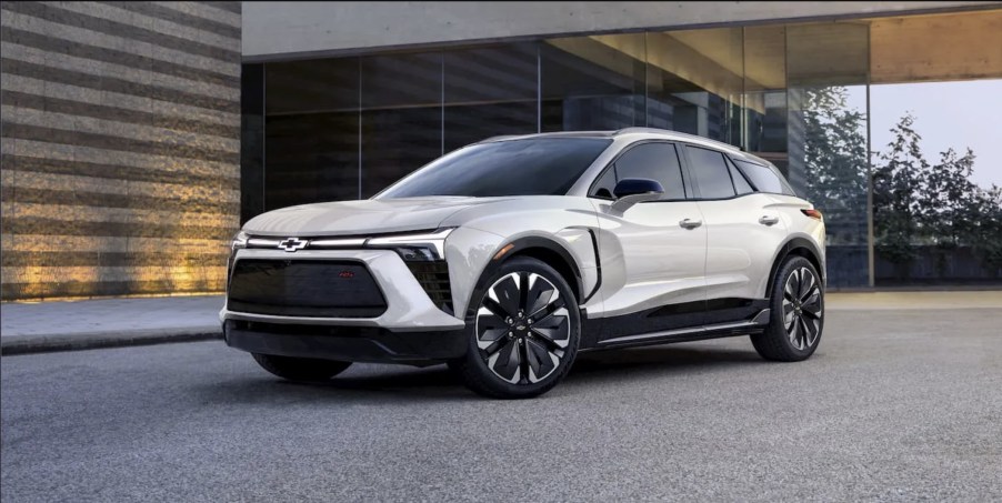 The 2024 Chevy Blazer EV parked near a home