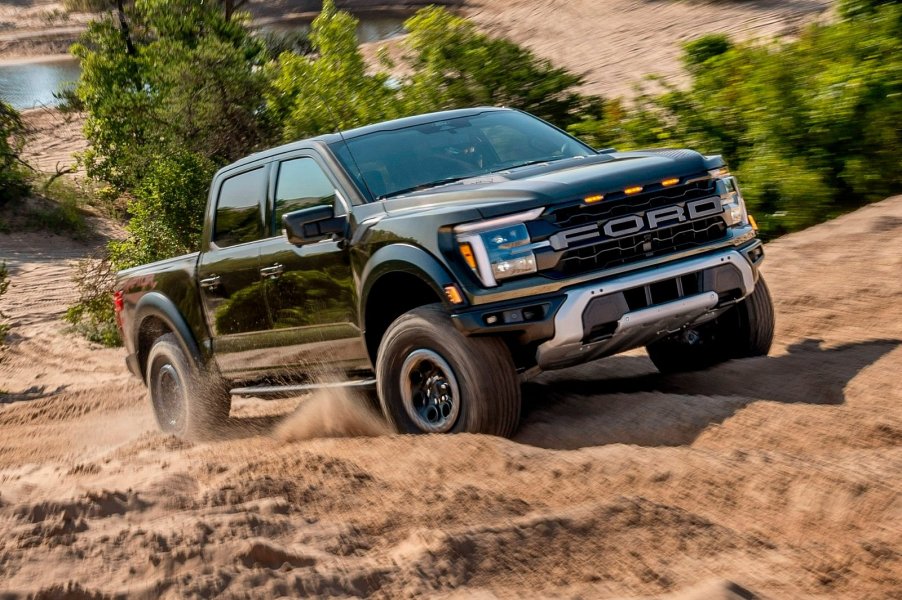 The 2024 Ford F-150 off-roading in dirt