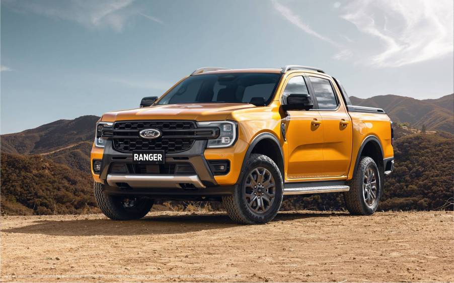 The 2024 Ford Ranger driving in dirt