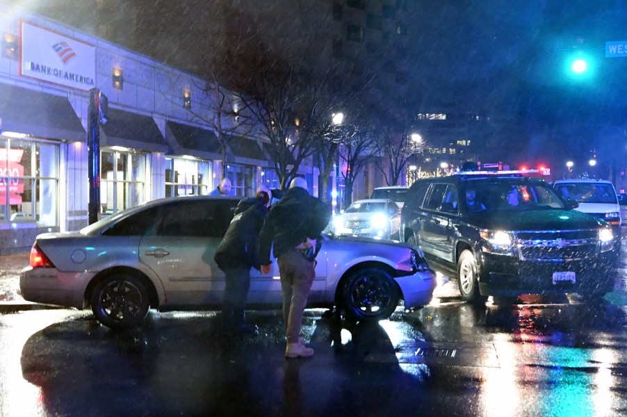 A damages car that hit an SUV in Biden s motorcade