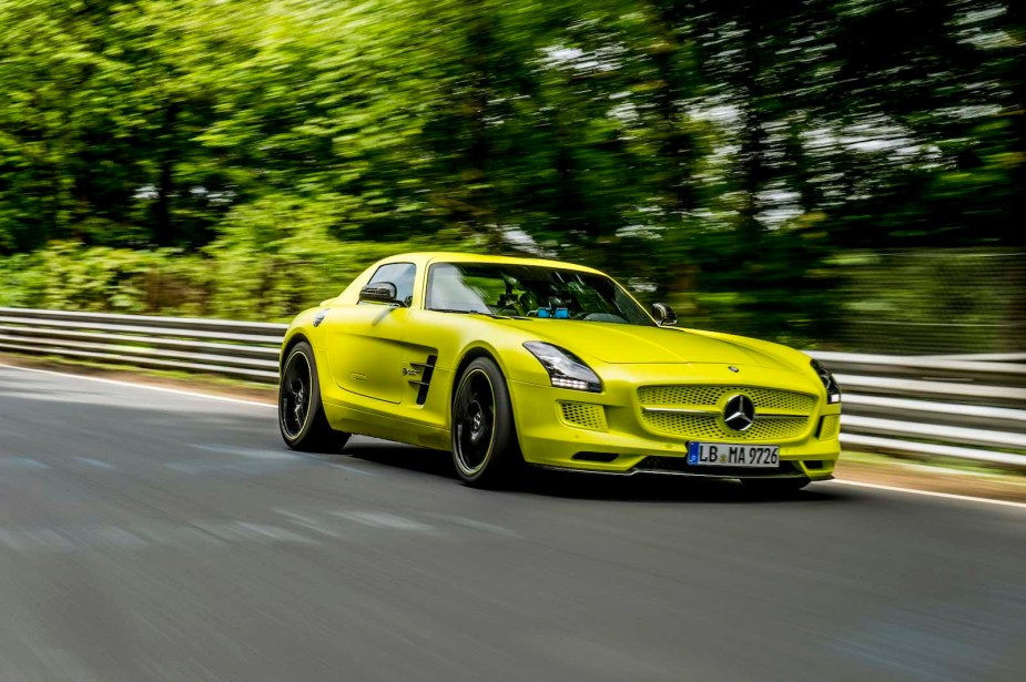 Neon-colored Mercedes-Benz supercar.