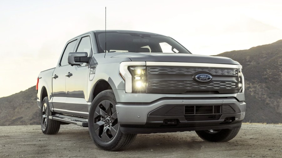 The 2023 Ford F-150 Lightning parked on pavement