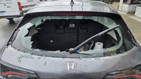 The 2023 Honda HR-V with a broken window