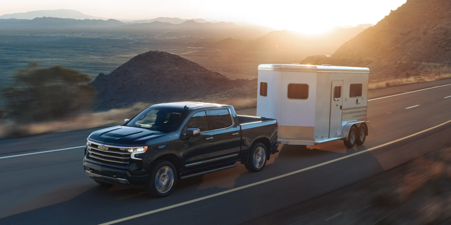 The 2024 Chevy Silverado 1500 towing a trailer