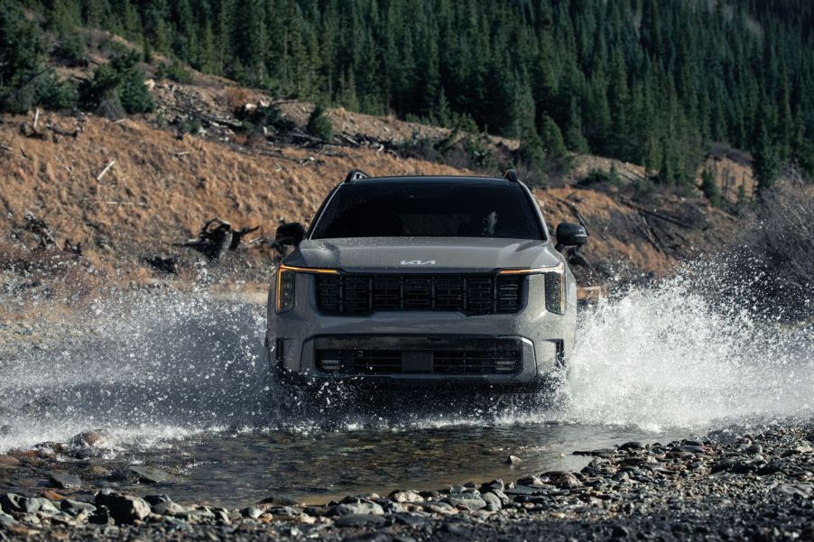 The 2024 Kia Sorento X-Pro off-roading through water