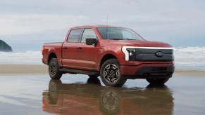 The 2023 Ford F-150 Lightning on the beach