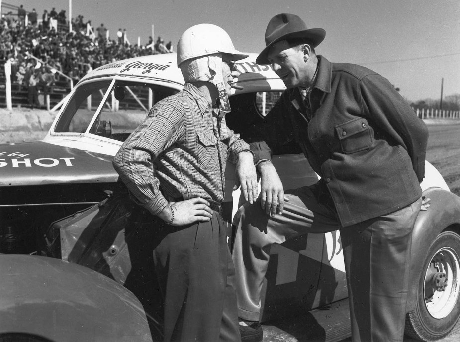 NASCAR champion Red Byron with NASCAR promoter Big Bill France on Daytona Beach