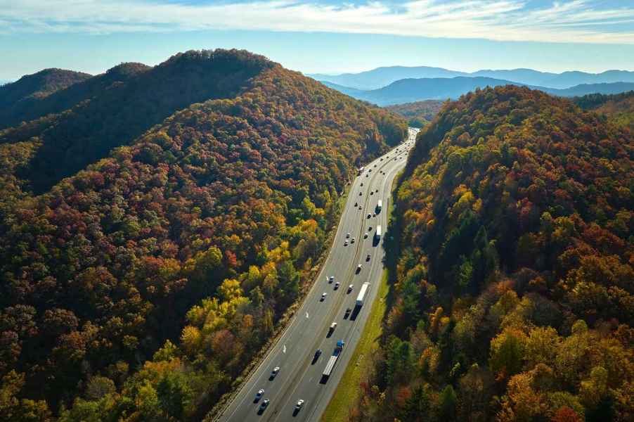 An aerial view of interstate I-40 in North Carolina