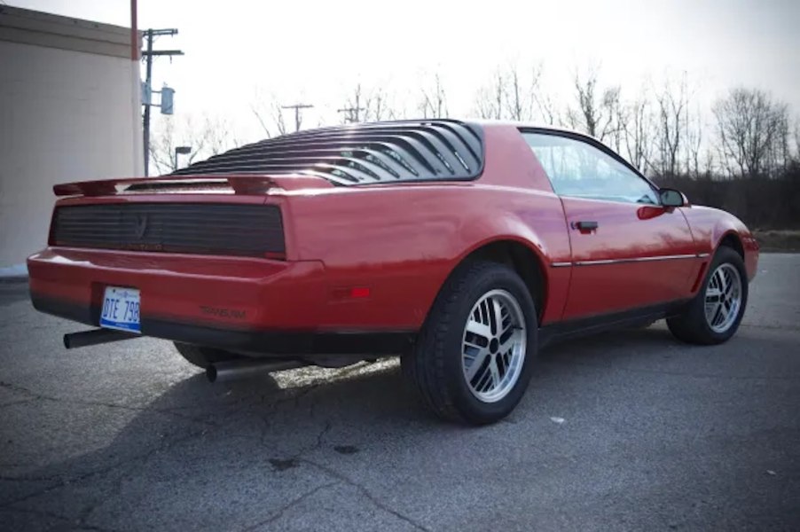 Rear of a red Pontiac Firebird