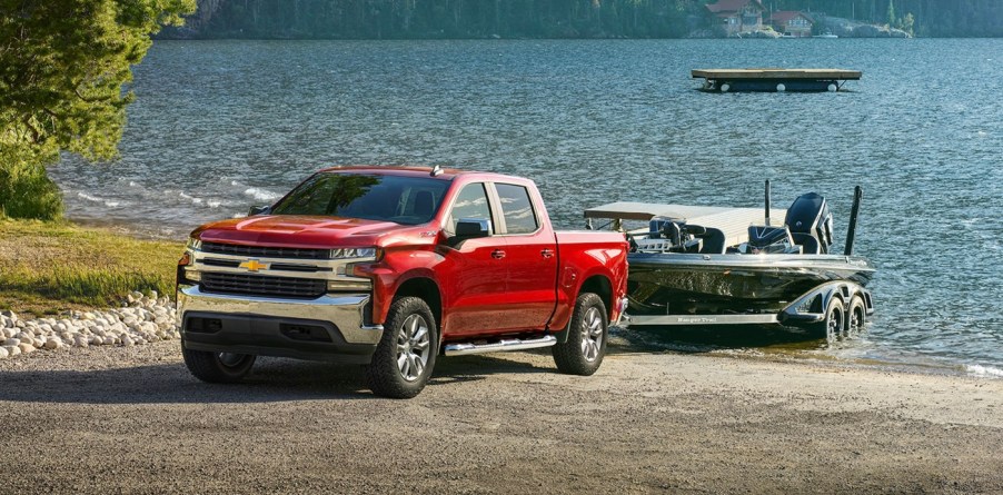 The 2024 Chevy Silverado 1500 towing a boat