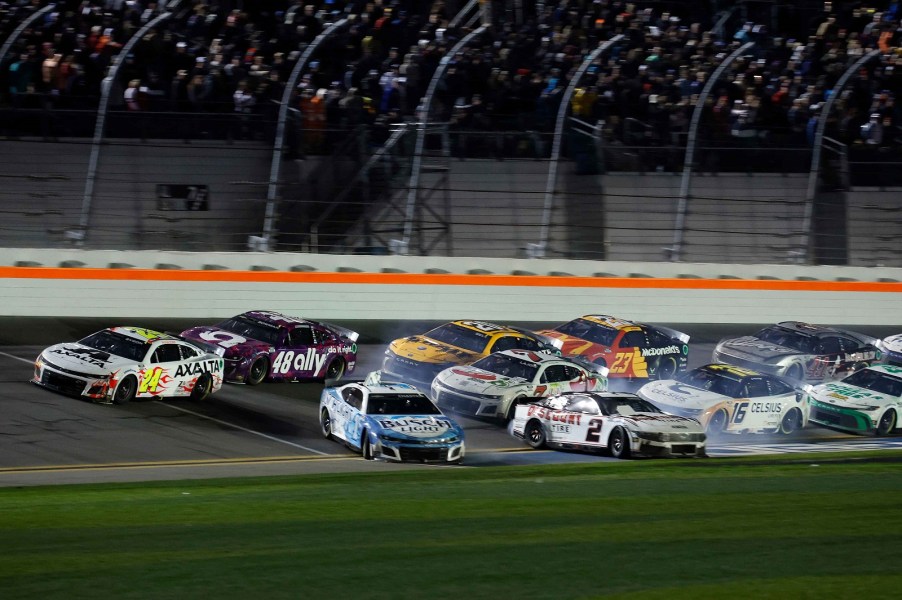 Ross Chastain and Austin Cindric spin on the final lap of the 2024 Daytona 500