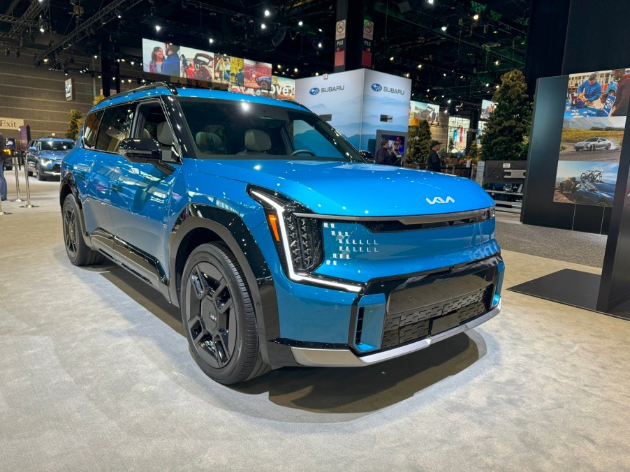 The 2024 Kia EV9 on display at the Chicago Auto Show