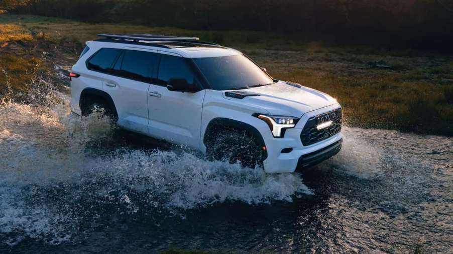 The 2024 Toyota Sequoia off-roading through water