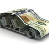 $100 bills shaped into a car