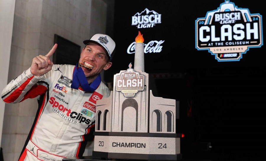 Denny Hamlin celebrates 2024 NASCAR Clash victory