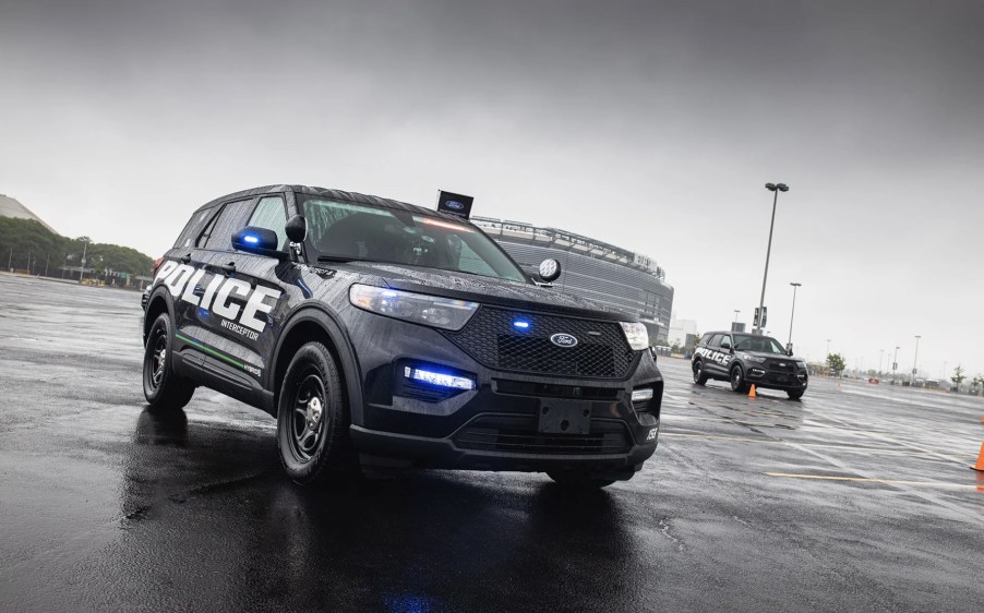 A Ford Explorer Police Inceptor running drills