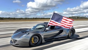 Hennessey Venom GT on a track