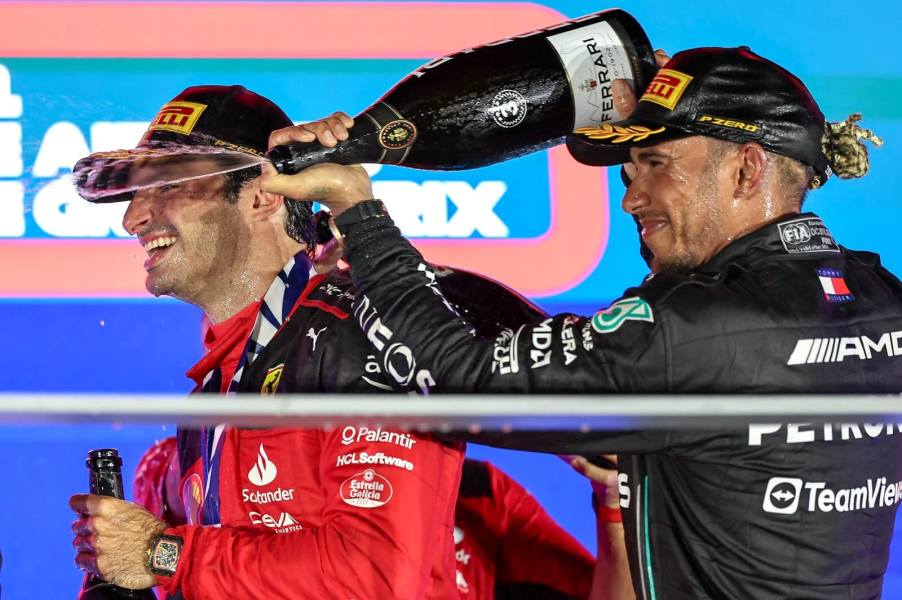 Lewis Hamilton and Carlos Sainz Jr. of Scuderia Ferrari in Singapore