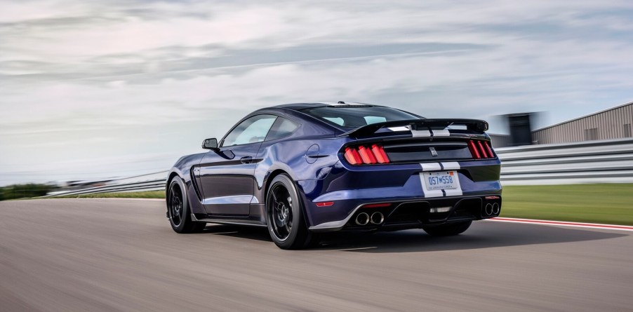 A 2019 Ford Mustang Shelby GT350 shows off its updated rear aero.