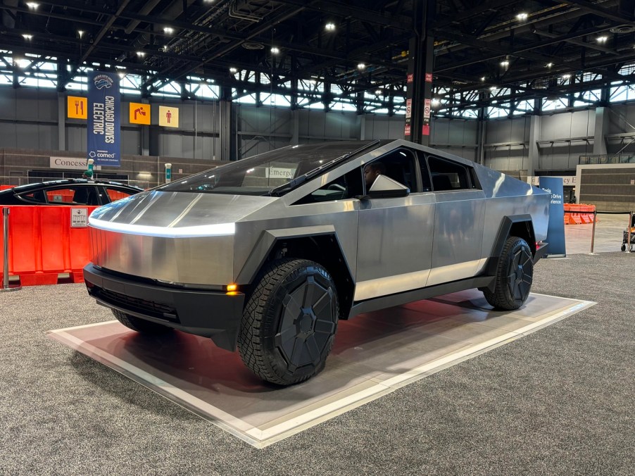 The Telsa Cybertruck on display