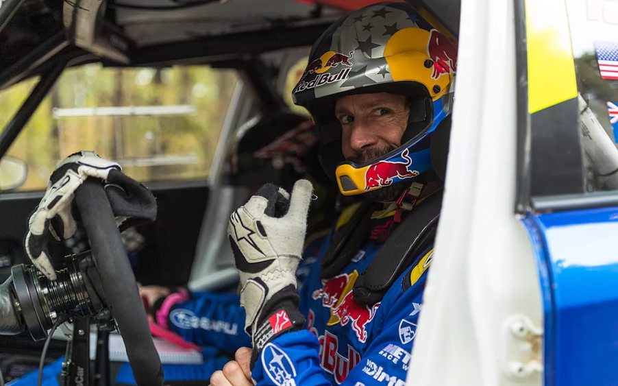 Travis Pastrana in a Subaru for the 2021 rally championship season.