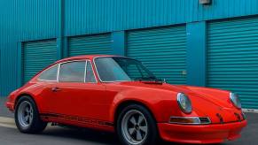 A red Porsche 911 EV conversion from Everrati.