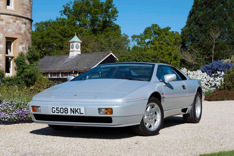 Silver Lotus Espirit sports car.