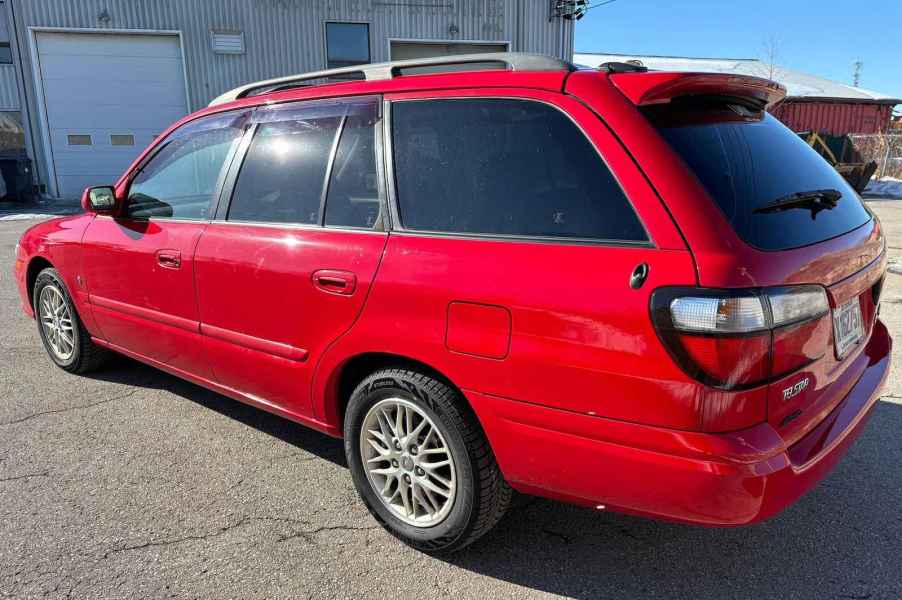 Bright red Ford station wagon built for the Japanese market by Mazda