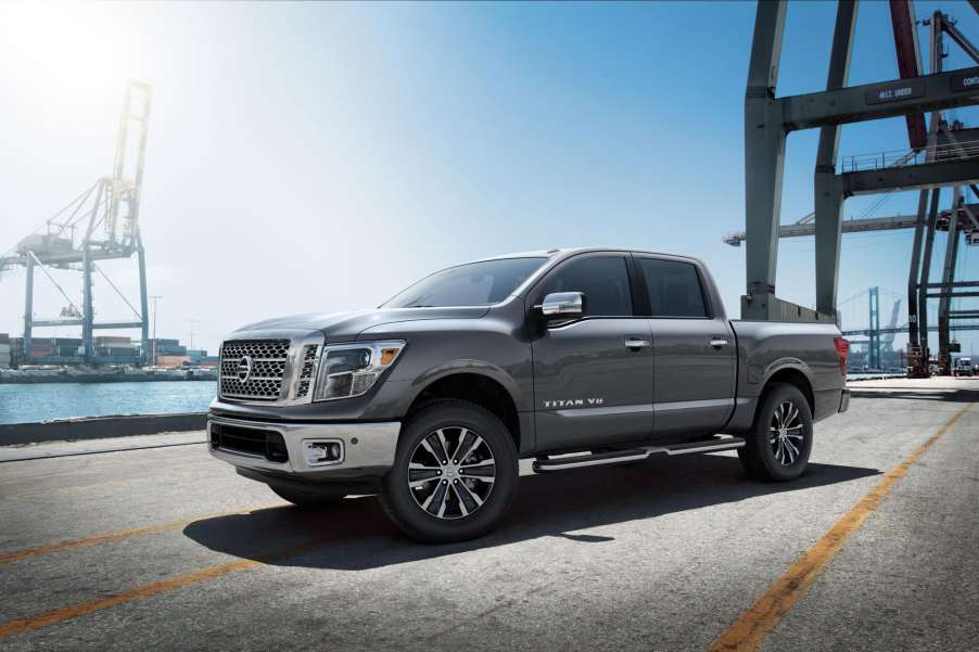 The 2019 Nissan Titan XD parked on a bridge