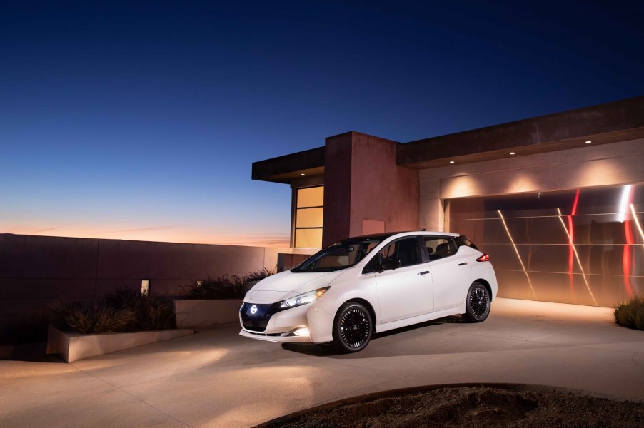 A white 2023 Nissan Leaf