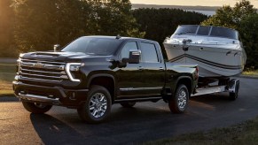 The 2024 Chevy Silverado 3500 towing a boat