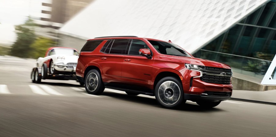 The 2024 Chevy Tahoe pulling a trailer