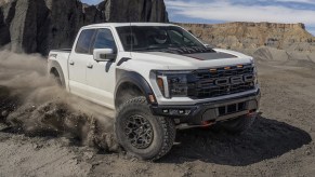 The 2024 Ford F-150 Raptor R kicking up dirt