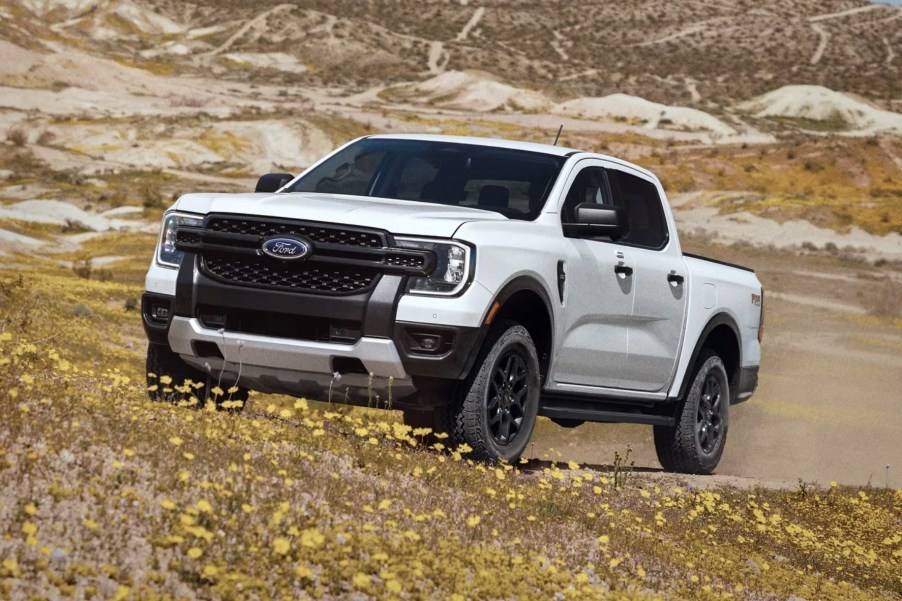 The 2024 Ford Ranger off-roading in a field