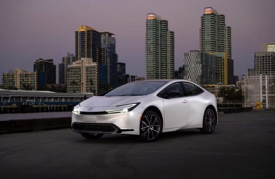 The 2024 Toyota Prius near a city landscape